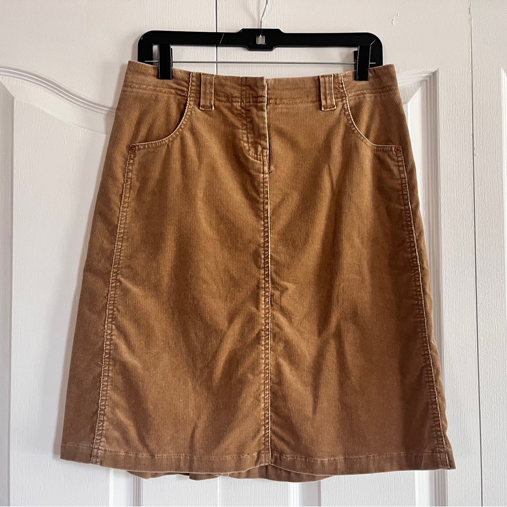 EUC Louie camel tan corduroy skirt 6